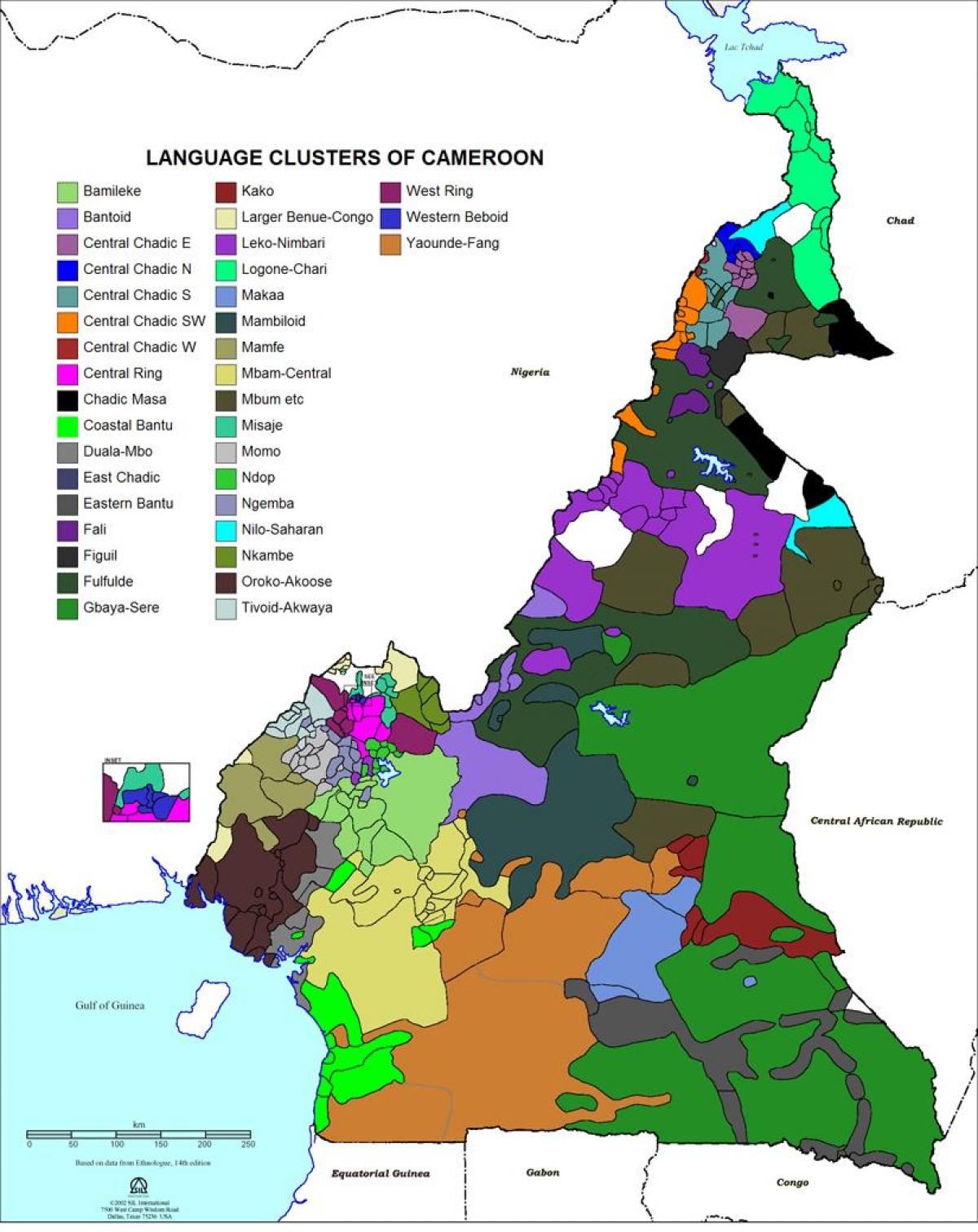 Χάρτης του Καμερούν γλώσσα