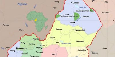 Καμερούν χάρτη με τις πόλεις