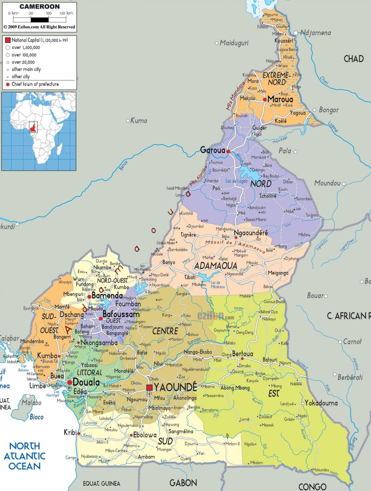 Καμερούν χάρτη περιφερειών