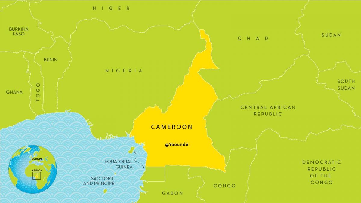 χάρτης του Καμερούν και τις γύρω χώρες