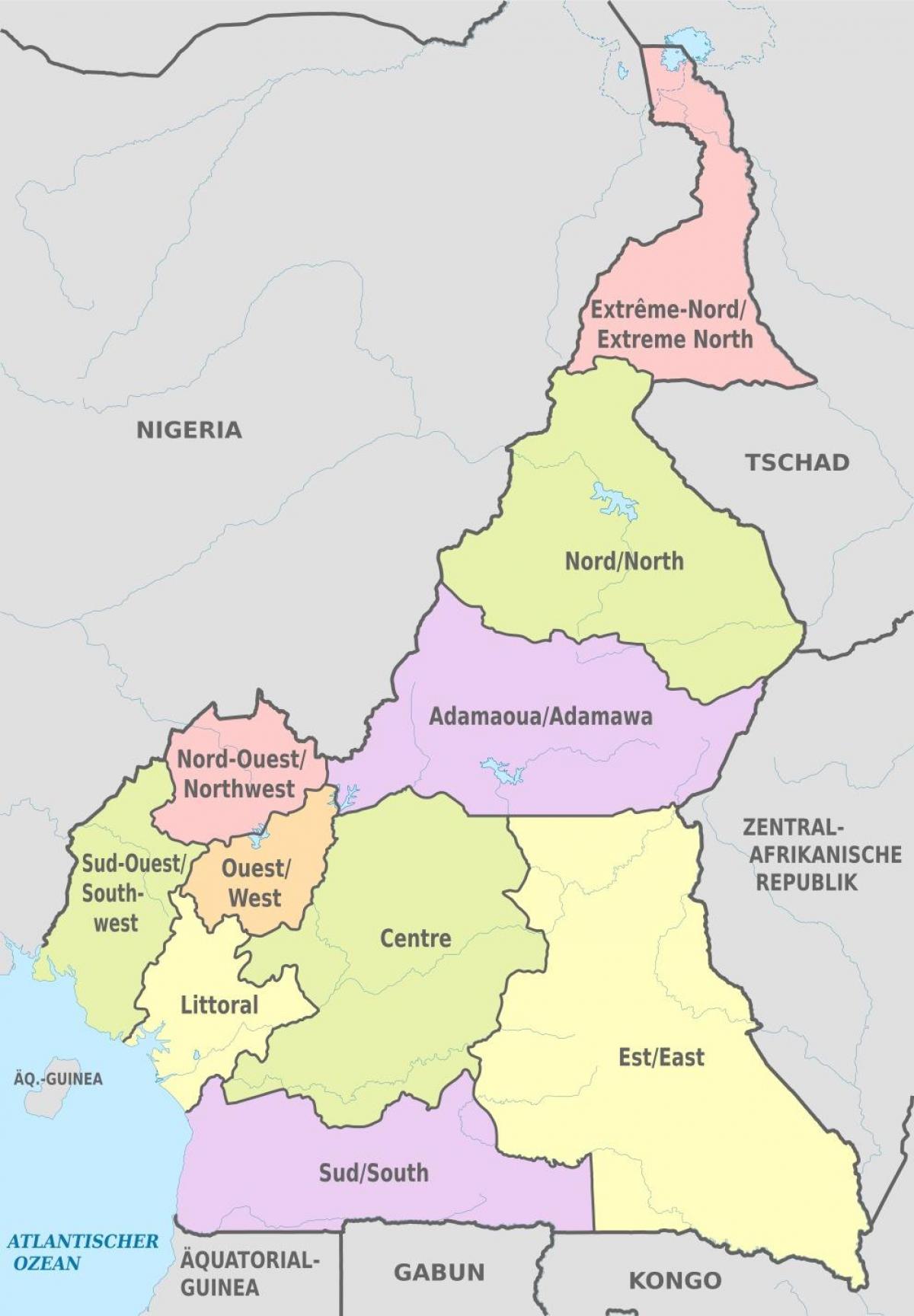 Χάρτης των διοικητικών Καμερούν