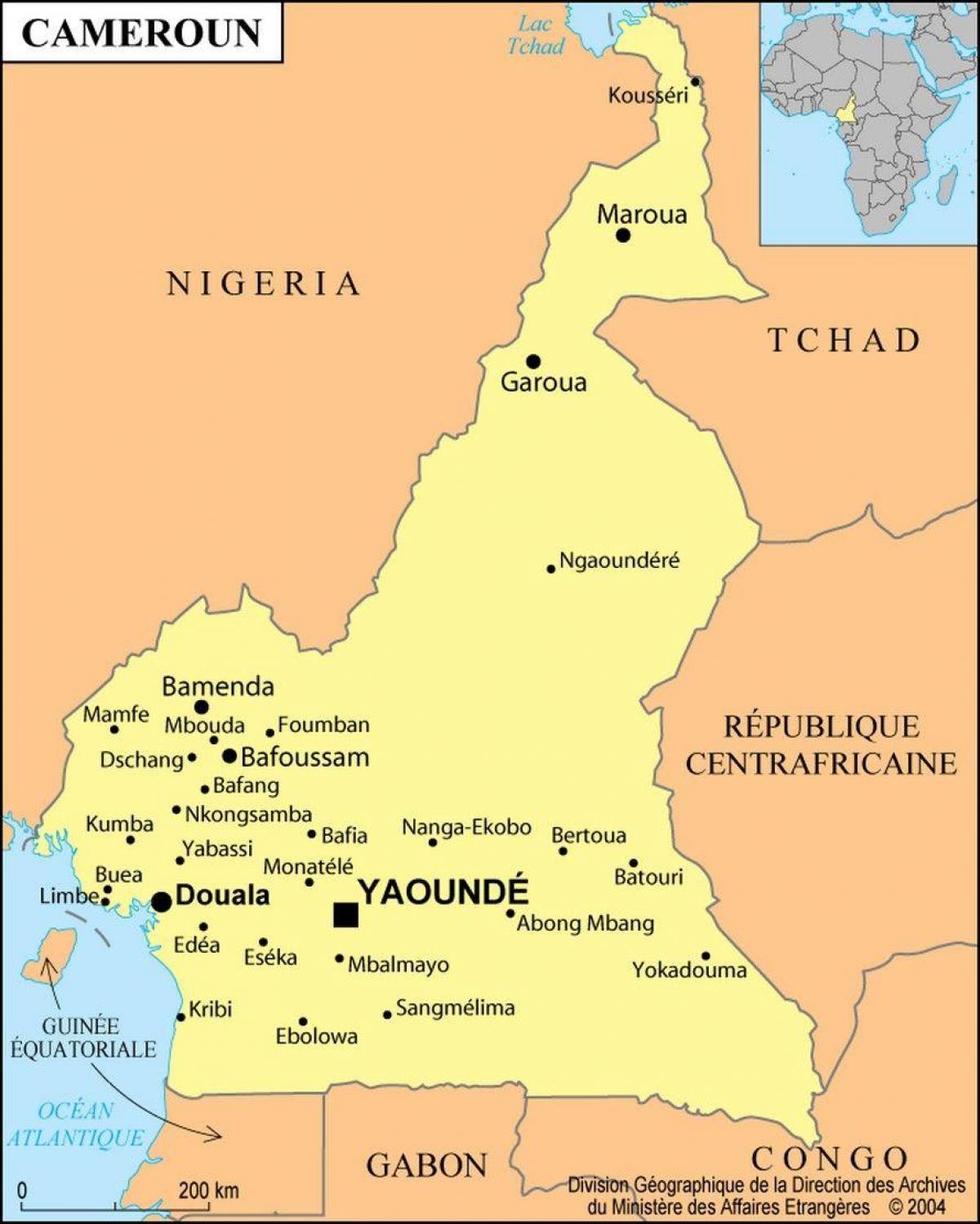 Χάρτης της ντουάλα του Καμερούν