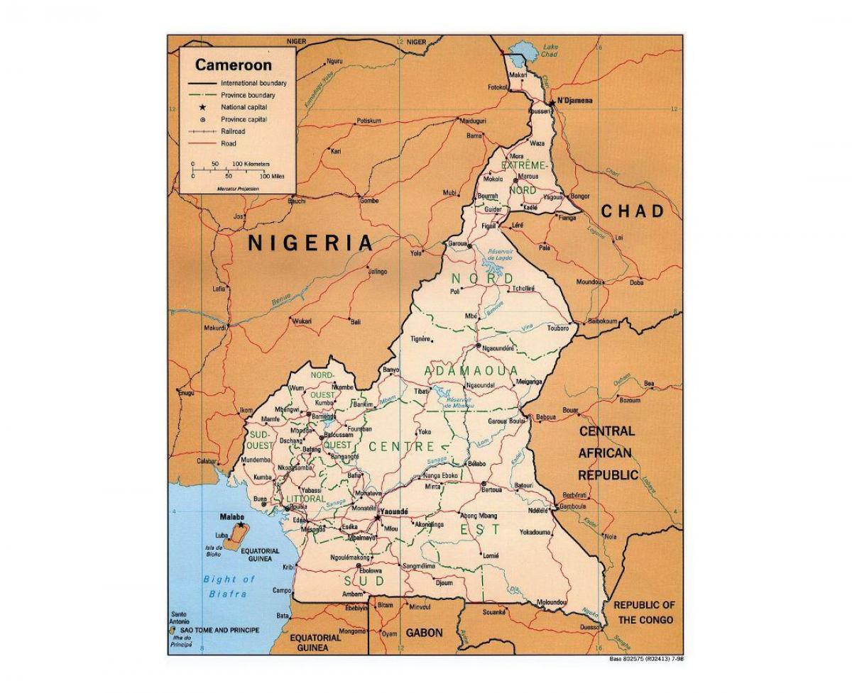 Χάρτης του νότιου Καμερούν